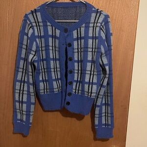 Blue Plaid Women's Sweater